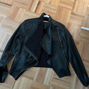 Blank NYC Leather drape front jacket